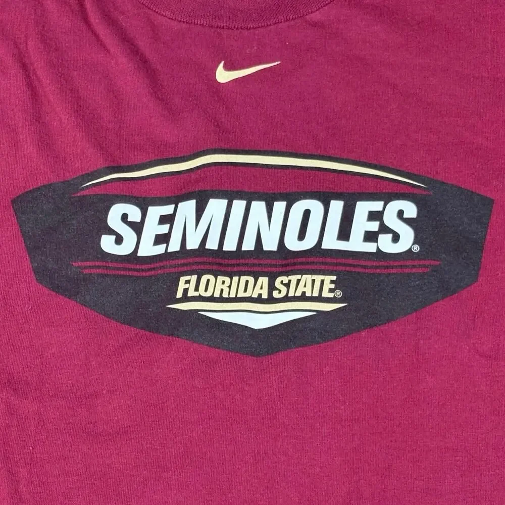 Nike Florida State Seminoles Long Sleeve Maroon College‎ NCAA Tee Mens Size L